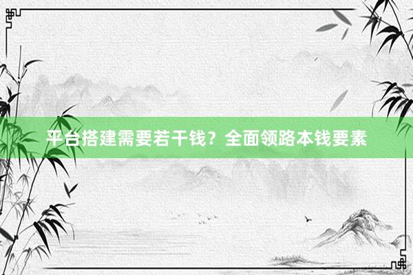 平台搭建需要若干钱？全面领路本钱要素